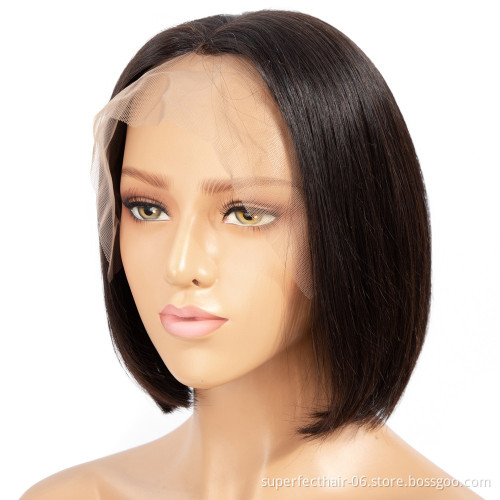 Wholesale Vendors Indian 8A Grade Short Bob Wigs For Black Women Lace Frontal Human Hair Wig